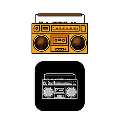 Retro Boombox Icon with Cassette Player