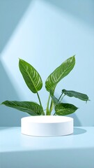 Minimalist plant display on podium (1)