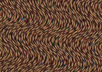 Dynamic wavy pattern of colorful sharpened pencils