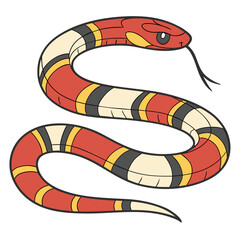Naklejka premium Cartoon milk snake with red black and yellow bands