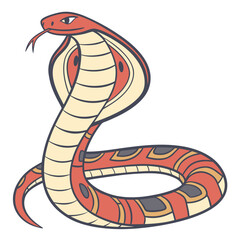 Fototapeta premium Cartoon cobra snake with hood illustration