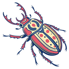 Illustration of a stag beetle with unique markings