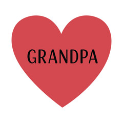 Heart with grandpa text on red background for family love concept – stock vector flat illustration
