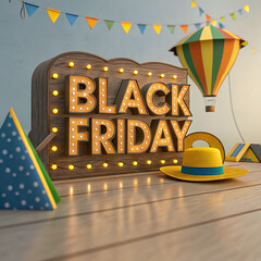 Black Friday celebration with festive decor sale shopping