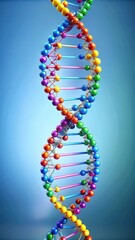 Colorful DNA Double Helix Model with Molecule Symbols