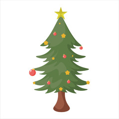Christmas Tree Vector Flat Illustration