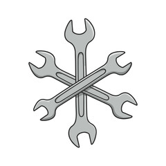 Four interlocked silver wrenches symbolizing mechanics and repair &ndash; stock vector flat illustration