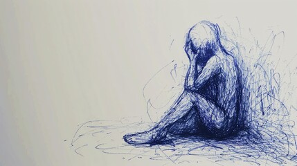 solitude, dépression, replis sur soi, illustration sur le thème de la santé mentale