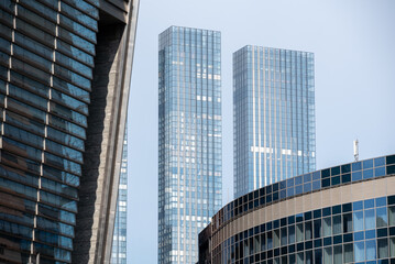 Fototapeta premium walls and windows of high business building bottom view