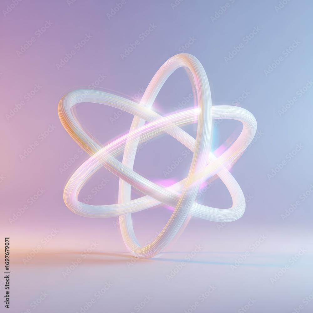 Poster abstract geometric shapes with soft glow: a modern digital rendering showcases interconnected geomet