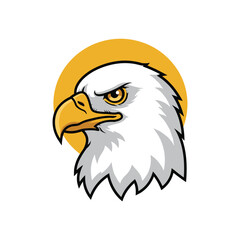 Obraz premium Bold eagle head illustration with yellow circle background – stock vector flat illustration