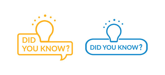 Did you know question in speech bubble icon. Idea box, interesting fact, Vector illustration