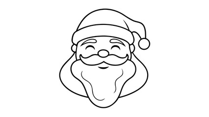 Obraz premium Smiling Santa Claus face in black outline style for coloring pages and holiday designs