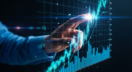 Analyzing Digital Growth Charts and Stock Market Trends with a Fingertip Touch