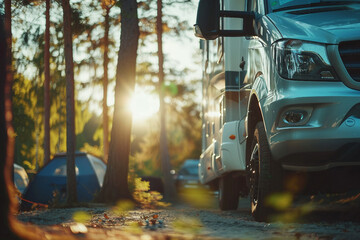 Obraz premium A family enjoys quality time together during a camping generative AI