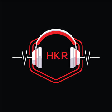 HKR  Headphone Company logo. HKR Modern Music logo design for entrepreneur and business. HKR Entertainment Branding best icon.
