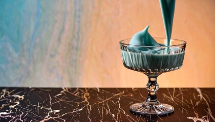 Mint green drink poured into glass