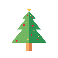 Christmas Tree Vector Flat Illustration