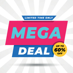 mega deal promotional banner design up to 60% off