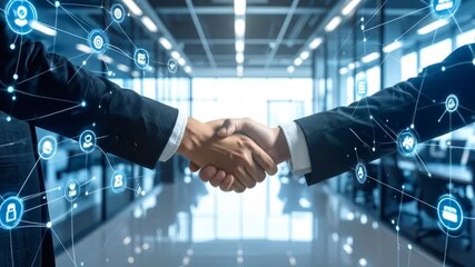 Strategic Alliance Handshake: Forging Technological Connections and Digital Partnership Integration