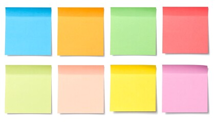Assorted colorful sticky notes arranged in a grid