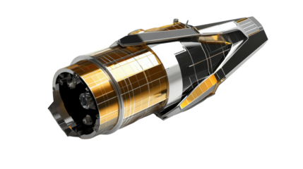 Detailed view of space research telescope
