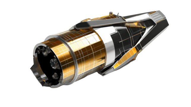 Detailed view of space research telescope
