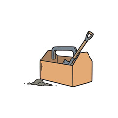 Simple tool box with shovel and clamp &ndash; stock vector flat illustration