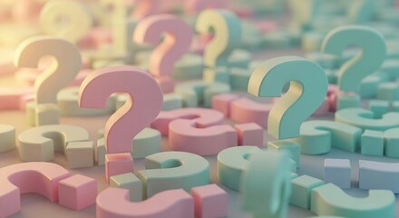 Question Marks Abstract Pattern in Pastel Colors | Conceptual Design for Answers, Uncertainty, FAQs, and Education