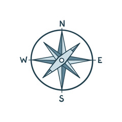 Navigational compass rose illustration with cardinal directions – stock vector flat illustration