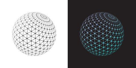 Abstract 3D spheres with wireframe mesh and gradient accents, perfect for technology, science, and futuristic digital concepts.