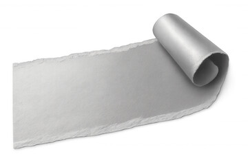 Crumpled silver paper fragment curling, revealing textured layers against transparent backdrop