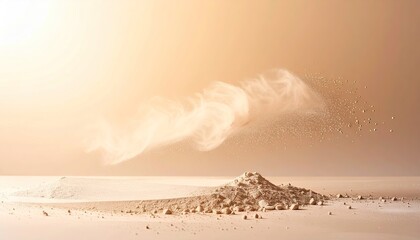 Abstract Beige Powder Explosion on Light Background