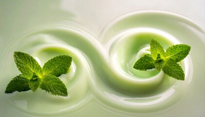 Mint swirls in a pale green liquid