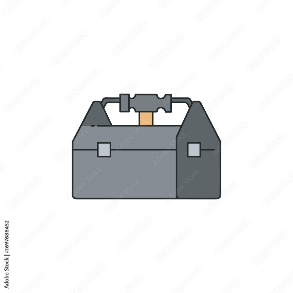 Aufkleber minimalist toolbox icon with hammer and nails for diy and construction concepts – stock vector flat 