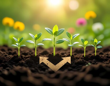 Growth in business, finance, investment, success, economy, chart, market