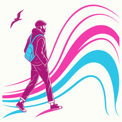 Fototapeta premium “Retro wave neon gradient background vector”