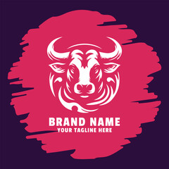 bull head silhouette logo design illustration vector