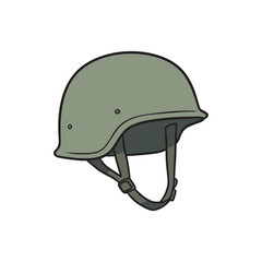 Fototapeta premium Green military helmet with chin strap – stock vector flat illustration