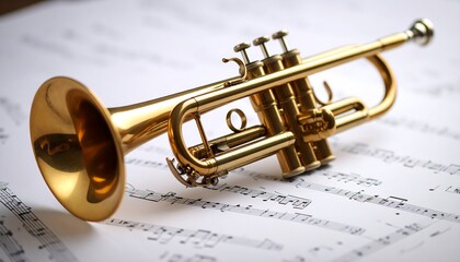 Golden trumpet on sheet music (2)