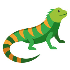 Iguana green color animal vector icon on white background.