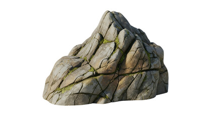 Natural detailed rock formation with moss isolated PNG with Transparent Background