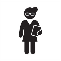 Educator icon silhouette vector with white background