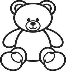 Obraz premium Minimal Teddy Bear Line Art Vector in Sitting Pose for Kids