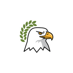 Obraz premium Majestic eagle head illustration with laurel design – stock vector flat illustration