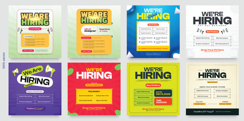 We are hiring job vacancy social media banner template. Employee vacancy announcement poster