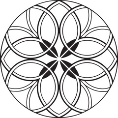 Black and White Geometric Circle Pattern, Abstract Seamless Mandala Design, Modern Vector Background Abstract Geometric Pattern Design, Black and White Circular Symmetry, Decorative Vector Mandala Bac
