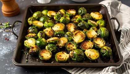 Roasted Brussels Sprouts on a Baking Sheet