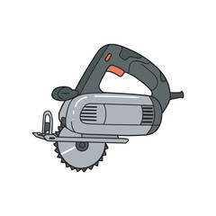 Fototapeta premium Electric handheld circular saw vector illustration with black handle – stock vector flat illustration