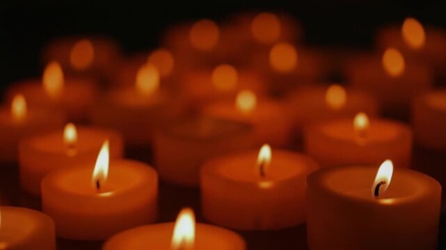 Wax Candles Night Lights Bokeh For Holy Religious Ceremony